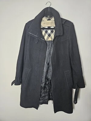 Jaqueta Burberry Brit Peacoat preta mistura de lã botão bolso frontal feminina tamanho 10 - Imagem 1 de 4