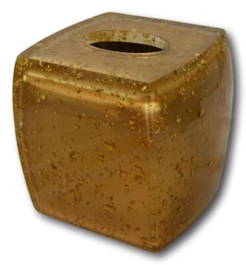 Nicole Miller Gold Rush Square Tissue Box Cover Fleck Acrylic Glam Bathroom Deco - Picture 1 of 2