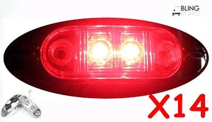 14x Red w Bezel Clearance Side Marker LED Surface Mount Light Truck Trailer Oval - Picture 1 of 6