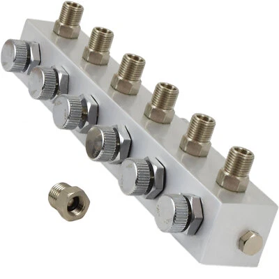 AGORA-TEC regelbarer 6-fach Airbrush Luft Verteiler 1/8" für Airbrush Pistole Kompressor