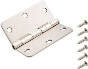12PK Everbilt 3-1/2 inch Satin Nickel 1/4" Corner Squeak Free Door Hinges 28696 - Picture 1 of 2
