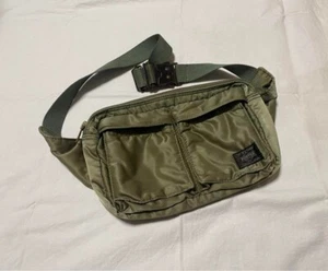 Yoshida Porter Tanker Waist Bag Pouch Shoulder Bag Green Khaki Men's - Picture 1 of 2