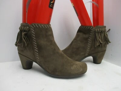 Earthies Brown Suede Leather Zip Fringe Ankle Boots Womens Size 8.5 B - Image 1 of 4