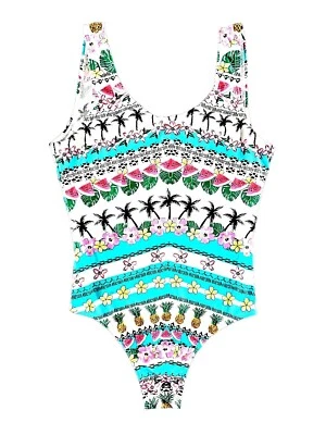 Damen Badeanzug XS 34 S 38 bunte Blumen Früchte Hawai Tropic Schwimmanzug Neu - Bild 1 von 4