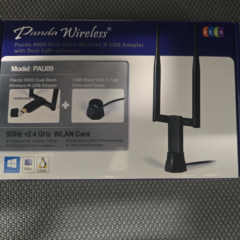 Panda Wireless PAU09 N600 Dual Band 2.4GHz and 5GHz Wireless N USB Adapter 5dBi - Image 1 of 1