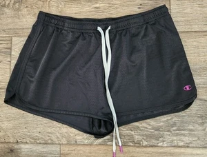 Champion Damen sportliche Mesh Shorts schwarz pink Trim Logo Lounge XL Extra Large - Bild 1 von 10
