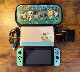 Nintendo Switch 32GB Animal Crossing Joycons Console Bundle +Dock +Case +SD Card