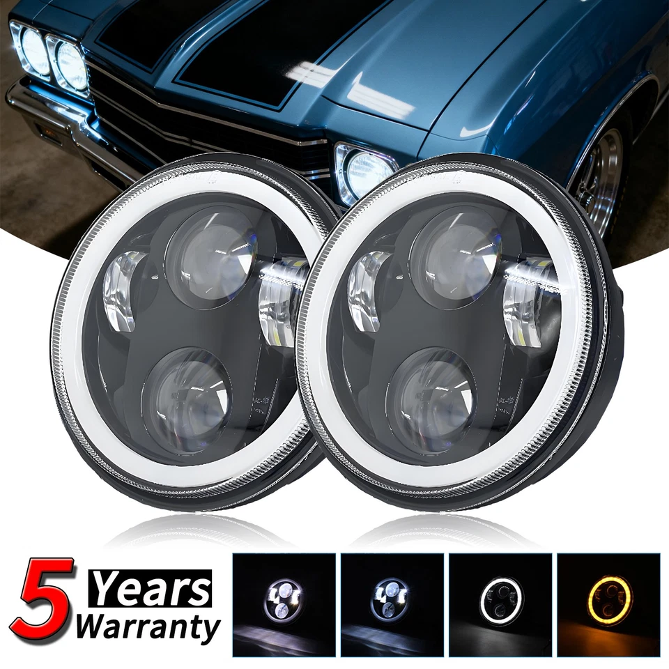 Faros LED de haz alto/bajo DRL para BMW 635CSi 1985-1989 5-3/4 5,75" pulgadas Foto 1 de 4