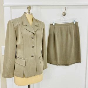 Casual Corner Women's Skirt Suit 2 Pc Set Size 12 Grey Neutral Career Job Office - Picture 1 of 10