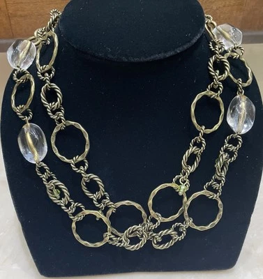 Collar Lucite Transparente Cadena Eslabón Círculo Bronce Largo Lia Sophia Foto 1 de 4