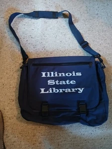 Blaue Canvas Messenger Umhängetasche Aktentasche Schultergurt Illinois NEU unbenutzt - Bild 1 von 4