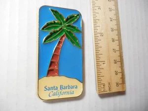 Calamita frigo turistico Santa Barbara California metallo smaltato vintage souvenir - Foto 1 di 3