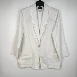 Radcliffe Womens Size 12 Vintage Blazer Jacket White One Button Pockets Long Slv - Picture 1 of 9