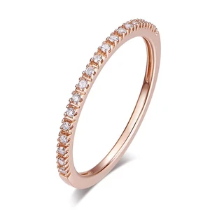 14K Gold Moissanit Ringe für Frauen Moissanit Ehering 1,5 mm 14K Massiv G... - Bild 1 von 4