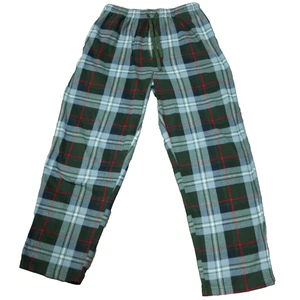 Stafford Plaid Flannel Pajama Pants Regular Fit Open Fly Elastic Waist Blue M - Picture 1 of 18