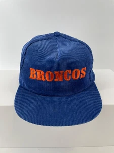 Vintage Denver Broncos Mütze Cord blau bestickt Druckknopflasche - Bild 1 von 4