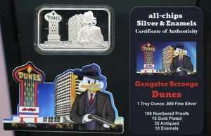 1-0z All-Chips Mint Gangster Scrooge Dunes Las Vegas .999 Fine Silver Proof Bar - Bild 1 von 4