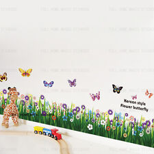 Large Colorful Butterflies Grass Wall Stickers Art Decal Wallpaper Border Decor