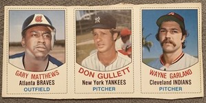 1977 HOSTESS 3 CARD PANEL GARY MATTHEWS/DON GULLETT/WAYNE GARLAND RARE!