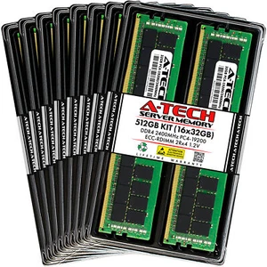 A-Tech 512GB 16x 32GB 2Rx4 PC4-19200R DDR4 2400 ECC REG RDIMM Server Memory RAM - Picture 1 of 4