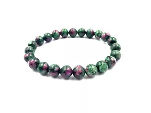 Natural Ruby Zoisite Gemstone 8mm Round Beaded Stretchable Unisex Bracelet 7.5" - Picture 1 of 1