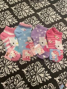 NWT Sanrio Hello Kitty Girls Lot Pair Of 4 Socks Girls Size 7-9 - Picture 1 of 5