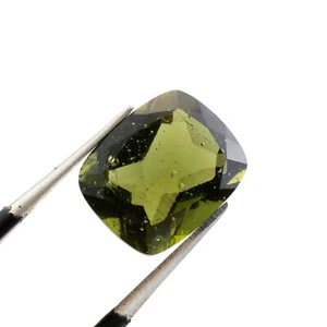 3.73ct MOLDAVITE tektite faceted loose gem RECTANGLE 12x10MM #CM210 - Picture 1 of 2