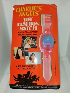 Reloj de Moda Charlie's Angels Juguete ROSA Y AZUL 1977 Nuevo Stock Antiguo Paquete Sellado - Imagen 1 de 5
