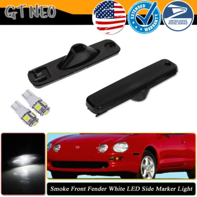 Smoked White LED Side Marker Lights Reflector Lamps For 1994-1999 Toyota Celica - Image 1 of 4