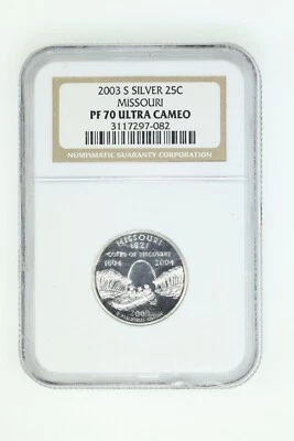 2003-S Missouri Silver Statehood Quarter NGC PF 70 ULTRA CAMEO - Image 1 of 2