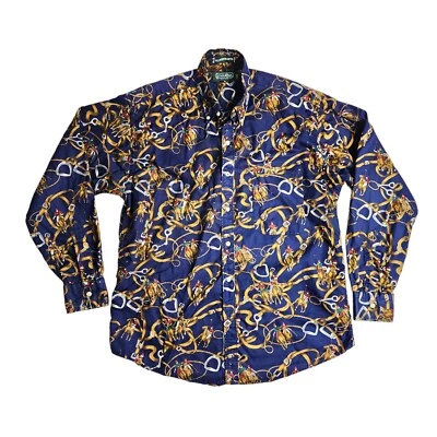 Gitman Bros Button Down Print Horse Polo Equestrian Brothers Size Medium Rare - Image 1 of 4