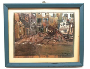 Vintage Lionel Barrymore Golf Foil Framed Picture Courtyard Venice 8"x10" - Bild 1 von 7