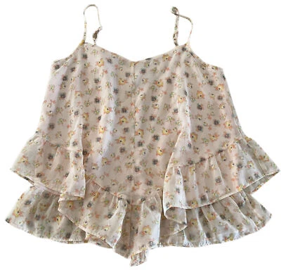 Lauren Conrad Layered Ruffle Floral Thin Straps Camisole Shirt Women’s Small - Image 1 of 4
