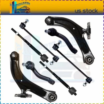 For 07-12 Nissan Sentra Suspension 8Pcs Front Tie Rod Control Arm Sway Bar Kit — 第 1/4 张图片