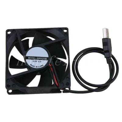 5V 80mm Black Plastic Computer Case Cooling Fan Quiet USB Connect - Image 1 of 4