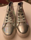 Girls Sequin Hi Top Holographic Sneakers Size 4