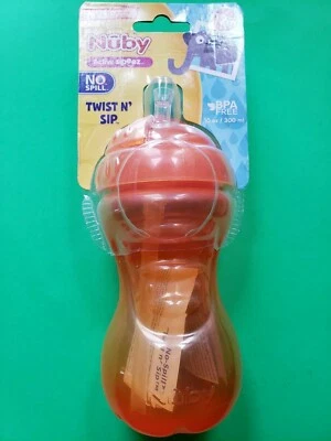 NUBY NO DERRAME NARANJA TWIST N' SIP LIBRE DE BPA 10 OZ TAZA SUAVE FLEXIBLE PAJITA NUEVA 12+ Foto 1 de 4