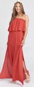Show Me Your Mumu Hacienda schulterfreies Maxikleid Damen rot Ring knackig Gr. Small - Bild 1 von 8