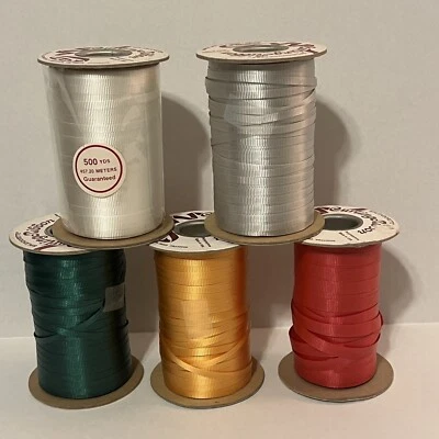 Vintage Curling Ribbon Splendorette by Berwick Lot Of 5 500yd Spools 2500yds - Image 1 of 2