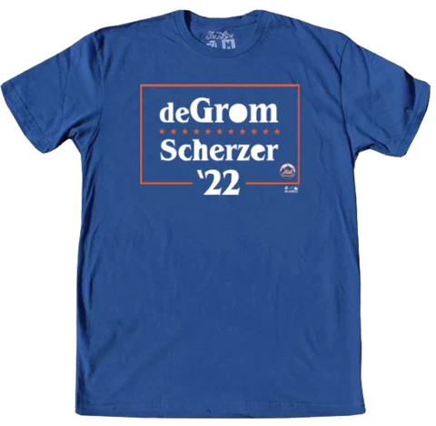 New York Mets Baseball T-shirt Jacob deGrom Max Scherzer tshirt LGM Jersey SZ L Cover
