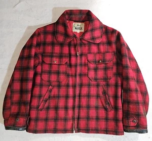 Vintage Woolrich Buffalo Plaid Wool Hunting Jacket w/ Game Pouch Men's Size 42 - Picture 1 of 12