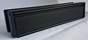 Black Modern 12" Letter Box Letter Plate Set With Brushes Timber UPVC Doors D11 - Picture 1 of 12