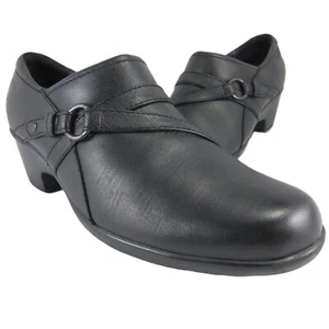 Clarks Genette ARC Halbschuhe Damengröße 8,5 M schwarz Leder seitlicher Reißverschluss Shootie 2" Zoll - Bild 1 von 8