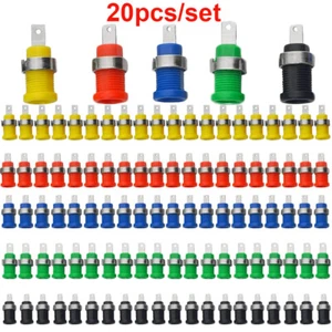 20PCS 5 Colori 4Mm Banana Jack Femmina Montaggio a Pannello Banana Presa Adattatore Attacco - Foto 1 di 23