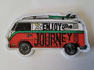 ENJOY THE JOURNEY KOMBI VAN TRAVEL SURF IRON ON SEW ON EMBROIDERED PATCH - Bild 1 von 3