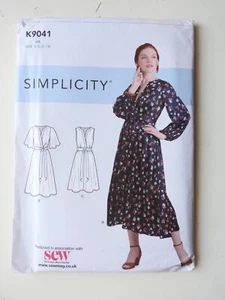 Simplicity K9041 sewing pattern Dress wrap bodice & sleeve opts Sz US 6-14 NEW - Picture 1 of 3