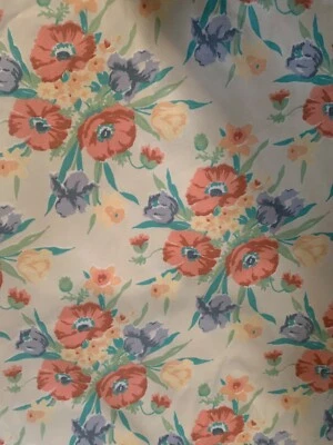 Tela para cortinas de tapicería floral de colección crema naranja azul coral amarillo verde 8 yardas Foto 1 de 2