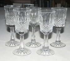 Ireland Crystal FIVE 4 ins Liqueur Glasses; Vertical lines & Criss-cross pattern