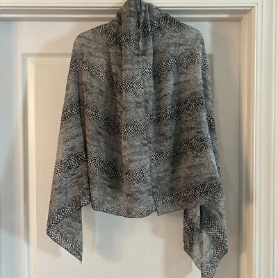 Vintage Scarf Black & White Animal Print ~ 34” X 60” ~ Shear - Image 1 of 3