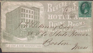1873 New York NY full front green Illust Advt cover REVERE HOUSE hotel (c315) - Picture 1 of 2